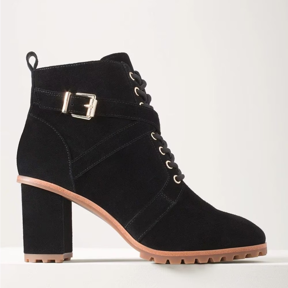 WHBM Becca Black Suede Combat Boots